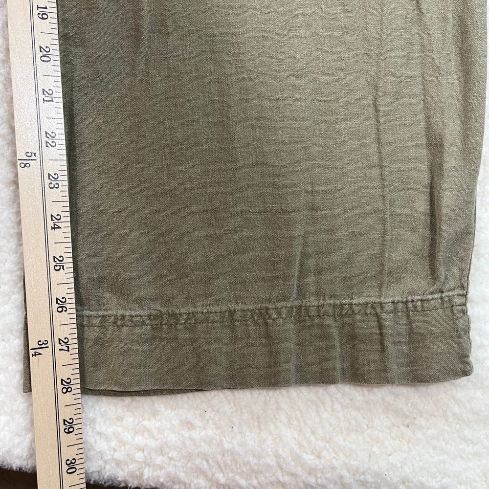 Old Navy Pants Womens L Green Kombu Linen Blend High Rise Wide Leg Comfort Waist - Picture 2 of 10